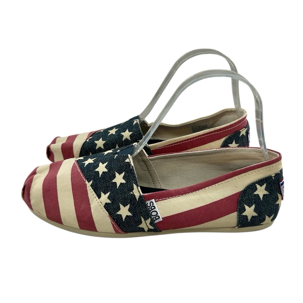 BOBS From Skechers American Patriotic Flag Stars Stripe Slip On Shoes 8